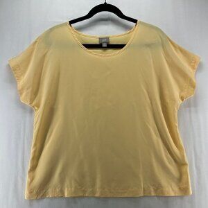 J.Jill Top Womens Size M Petite Round Neck Dolman Sleeve Modal Blend Yellow